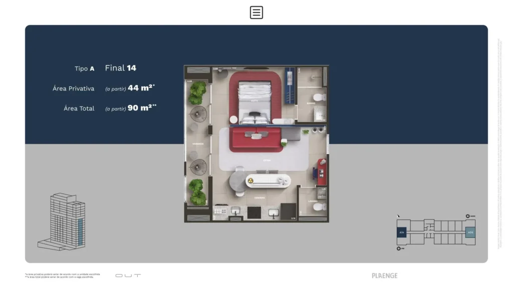 OUT Smart Living, planta Tipo A, final 14